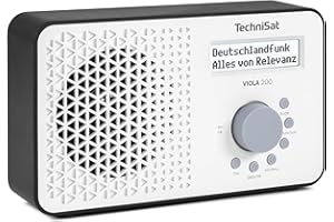 TechniSat VIOLA 200 - Radio portatile DAB+/FM (con display LCD, antenna telescopica, memoria preferiti, presa per cuffie, alimentazione a rete e a batteria, altoparlante mono, RDS, PLL) bianco/nero