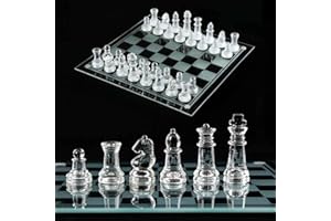 BIUBIUSOT Glas Schachspiel Hochwertig 25 × 25 cm Tragbares Reiseschach Anfänger Schachspiel Schachbrett Schachset Chess Board Schach für Kinder und Erwachsene