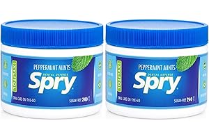 Spry Xylitol Peppermint Sugar Free Candy - Breath Mints That Promote Oral Health, Dry Mouth Mints That Increase Saliva Production, Stop Bad Breath, 240 Count (Pack of 2)