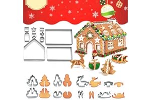 WishesMar Emporte-pièces en Forme de Maison en Pain de Noël Lot de Moule Maison Pain d'épices Kit pour Hiver – Moules à Biscuits en Acier Inoxydable pour la Cuisson, Bricolage, Décoration Festive