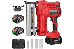 ONEVAN Pistolet Cloueur Agrafeuse Sans Fil 20V (2 en 1), Professional Cloueu, 2 Bat. 3Ah & Coffret, Clous 15-50mm, Agrafes 10-40mm, Lumière LED, Pro/Bricoleur