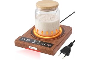 GFTIME surdeg startvärmare med exakt termostat (21–80 ℃), 24 timmars timer och minnesfunktion, 11,3 cm jäsplatta med LED-skär