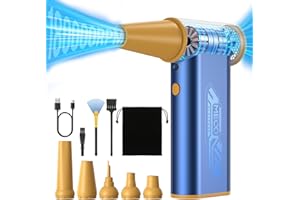 MECO ELEVERDE Soplador de Aire Comprimido Potente, 180,000 Rpm EléCtrico Air Duster Blower Portátil para Limpieza PC, Mini Pistola Soplador Aspirador con BateríA para Teclado, Coche (azul)
