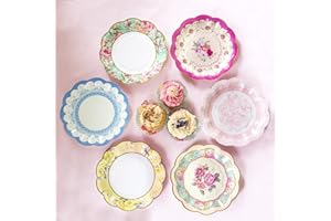 Talking Tables Lot de 24 jolies assiettes en carton à motif floral | Décorations jetables pour fête des mères, fête des mères, goûter, plats jetables pour anniversaire, fête prénatale, mariage