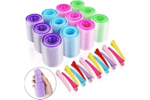 HEQISHUN 51 sztuk samoprzylepnych wałków do włosów, w 3 rozmiarach, 15 sztuk, 15 sztuk, samoprzylepne wałki do włosów (25 mm, 36 mm, 44 mm)