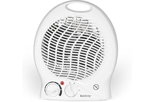 Beldray EH0567 Electric Fan Heater – Thermo Fan Heater, 2 Heat Settings, Cool Air Function, Adjustable Thermostat, Lightweight & Portable, Carry Handle, Dial Control, Overheat Protection, 1000/2000W