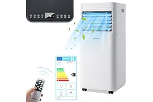 COSTWAY Mobilny klimatyzator do pomieszczeń do 60-75 m³ (20-25 m²), 7000 BTU, 2,1 kW, chłodzenie, wentylacja i osuszanie, klimatyzacja z wężem powietrza wylotowego, zdalna obsługa klimatyzacji
