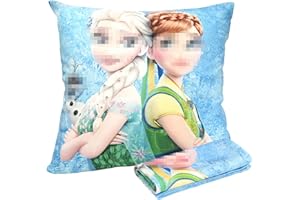 Oirigaga Prinzessin Kissenbezug, 45x45cm Kinder Cartoon Kopfkissenbezug Kissenhülle mit Doppelseitigem Muster & Verstecktem Reißverschluss, Superweicher Plüsch Zierkissenbezüge für Sofa Bett Stuhl