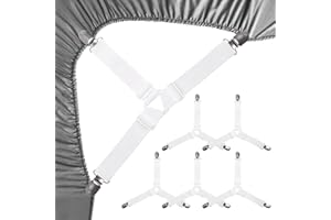 Ssiyiya 5 Pcs Bed Sheet Holder Straps, Triangle Non Slip Triangle Bed Sheet Clips Fitted Sheet Straps Adjustable Elastic Bed Sheet Fastener for Bed Sheets,Mattress Covers, Sofa Cushion(White)