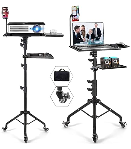 CAHAYA Beamerstandaard, projectorhouder, multifunctionele vloerstandaard voor laptopstandaard, projector, camera met verstelbare hoogte voor outdoor- films, computer CY0331-1