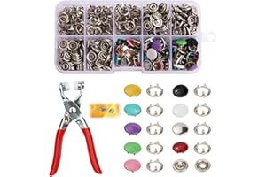DYMHQ 400Pcs Snap Button Fastener Kit, 5 Claw Metal Buckle Tool Set, Hollow and Solid Prong Snaps Buttons with Plier, Press Studs Without Sewing for Crafts Fabric DIY (Style 2)