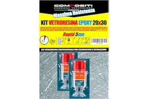 COMPOSITI Kit de fibra de vidrio con resina epoxi rápida, 5 minutos – Completo con fibra de vidrio y resina epoxi – Listo en 5 minutos – El máximo de la resistencia química y mecánica