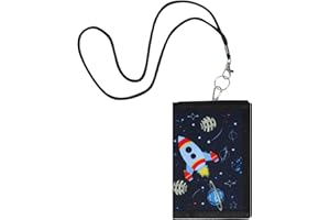 Lancry Borsa per bambini per ragazzi e ragazze, portafogli per bambini con cordino e chiusura lampo, grazioso portafoglio con scomparto per banconote e portamonete, Spazio, 9,5*4,7 Zoll, Casual