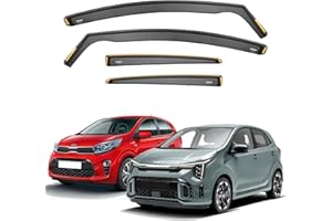 ISPEED Wind Deflectors for KIA PICANTO MK3 2017-2025 5 Door Hatchback 4pc Set - Keep Your Car Ventilated In Rain - Reduce Wind Turbulence - Tinted In-Channel Type