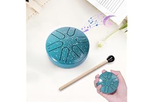 BNEHHOV Stalowy bęben językowy 3 cale 6 tonów Tongue Drum z młotkami Bęben ręczny Instrument perkusyjny do medytacji Joga Uzdrawianie dźwiękiem dla dzieci Pawia Zieleń
