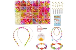 Vytung Children DIY Beads Set,Bracelet Bead Art & Jewellery-Making,Bead String Making Set,24 Different Types and Shapes Colorful Acrylic DIY (Color 2#)