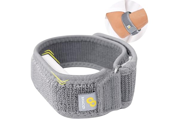 Bracoo Coudière Tendinite et Épicondylite, Attelle de Coude Réglable avec Coussin de Compression EVA, Soulagement Douleur pour Tennis Elbow, Golf, Sport, Homme Femme, EP40