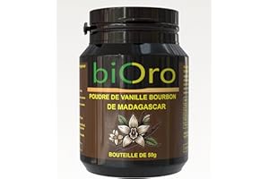 BIORO Poudre de Vanille Bourbon de Madagascar - Flacon de 50 g - Arôme Intense et Naturel - Sélection Gourmande Premium issue de Cultures Eco-durables - Idéale pour Desserts, Glaces, Extraits et Recettes