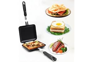 Tomalithic Poêle à Frire Double Face, Machine à Panini en Aluminium Facile à Renverser avec Poignées Résistantes à La Chaleur en Fonte D'aluminium, pour La Maison, La Cuisine, Le Petit Déjeuner