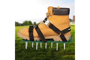 MZSX Zapatos De Aireador De Césped Ajustables, Escarificador para Airear El Césped, Zapatos De Uñas Escarificador para Césped con Correas Ajustables y Metal, para Jardines De Césped