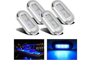 Krtopo 4x 3 LEDs Boat Stern Light 12V Navigation Light Round Anchor Signal Lamp for Boats Deck Kayak Yacht Marine Pontoon (Blue)