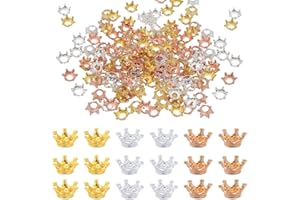 Sixfolo 120 Piezas Mini Coronas Doradas 3D - Cuentas de Corona Pequeña de Aleación para DIY Joyería, Decoración de Mesa (6 Colores)