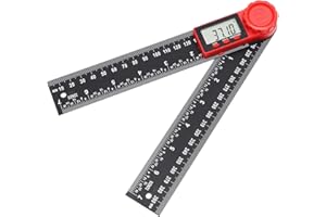 TOPWAY Détecteur d'Angle Numérique 8" 200mm, Fibre de carbone 0-360° Inclinomètre électronique Goniomètre Rapporteur d'Angle Règle de Mesure Outil avec écran LCD pour l'Ingénierie Construction