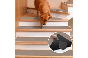 GOYLSER Stufenmatten,Anti-Rutsch Treppenmatten with Rubber Backing, Rechteckig 76x20cm Treppenstufen Matten/Stufenmatten innen 15 stück- Braun