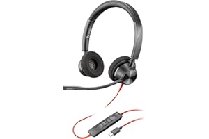 Poly Blackwire 3320 Wired Headset – Flexible Microphone Boom – Hi-fi Stereo - Connect to PC/Mac via USB-C or USB-A - Certified for Microsoft Teams