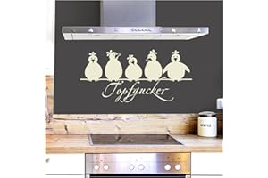 Grandora Wandtattoo Topfgucker 5 Vögel I cremeweiß 30 x 14 cm I Küche Spruch Zitat Aufkleber selbstklebend Wandaufkleber Wandsticker W862