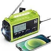 Crank Radio DAB/FM with Battery 5000 mAh, Portable Solar Radio with LED Torch & Reading Light, DAB+ Construction Site Radio R