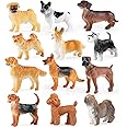 SIENON 12PCS Mini Dog Figurines, Realistic Puppy Figures Toy Set, Plastic Miniature Animals, Cake Topper Cupcake Topper, Easter Eggs Birthday for Girls Boys