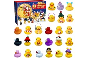 ASSLYE Christmas Duck Advent Calendar 2024, 24 Days Xmas Countdown Rubber Duck Toddler Advent Calendar Box, Animal Themed Novelty Surprise Gift for Kids Boys and Girls (Christmas Duck Type B) (Christmas B)