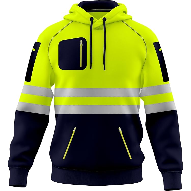 Pull à Capuche Haute Visibilité TORO ACTIVA - Bande Réfléchissante, Poches Zippées - Pour Travail En Extérieur, Sécurité