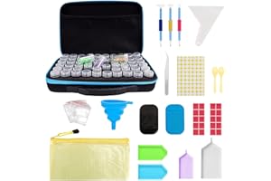 Mupack Boite Diamond Painting Rangement - Boite Broderie Diamant avec 60 petits compartiments de rangement, Boite Broderie Diamant, Valise Diamond Painting avec divers accessoires