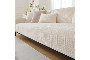 FASCINATDECO Sofa Überzug, Sofa Sitzkissenbezug, Sofaschoner rutschfest, Universelle Sofabezug 1 2 3 Sitzer Couch überzug für Wohnzimmer, Sofaüberwürf L Form Sofaschutz (Beige,90x210cm)
