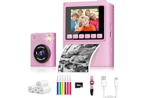 TZZULSX Macchina Fotografica Bambini, 1080P Macchina Fotografica Istantanea Regali di Natale Compleanno con Scheda da 32 GB e 4 Papier Photo, Fotocamera Digitali Bambini Giochi Musicale per Ragazzi e Ragazze