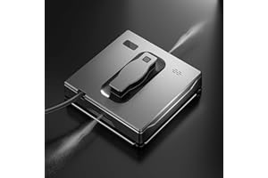 ORABUTH Intelligenter Fensterputzroboter mit Doppelspray, 3 Pfadmodi (Z/N, Z, N) 50ml Wassertank, Window Cleaner Roboter mit Fernbedienung und App-Steuerung, Grau