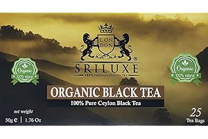 SRILUXE - Premium Quality Ceylon Organic Green Tea Bags | Sri Lankan Luxury Tea | Exquisite Taste & Aroma | Freshly Harvested 100% Natural Tea | Detox Tea High in Antioxidants (Black, 25)