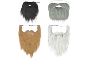 NITAIUN 4 Pezzi Barbe Finte Baffi Finti False Baffi Divertenti Finti Funny Moustache per Halloween Gioco Costume Festival Vestire Viso Capelli Travestimento