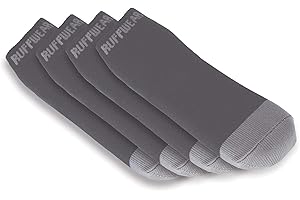 RUFFWEAR Skarpety dla psów (zestaw 4), wkładki do butów i butów dla psów, średnie do dużych ras, rozmiar: 64/70 mm (2,5/2,75 cala), ciemnoszare, wkładki do butów z kory, 15802-025250275