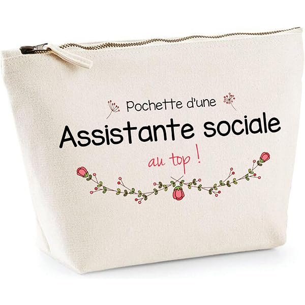 Tote Bag 'Assistante Sociale Adorée' - Sac Cabas Coton Original - Idée Cadeau Humoristique - Fabriqué En France