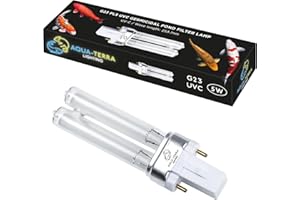 Aqua-Terra Lighting Lampadina filtrante per laghetto da 5 W, lampadine UVC ultraviolette per filtri e chiarificatori, base germicida G23 2 pin PLS per sostituire lampadine UV nei filtri per laghetto