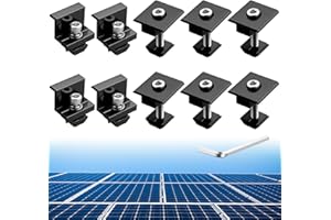 Anbte 10 Stück Solarmodul Halterung Kit 30mm inkl. 6PCS Mittelklemmen und 4PCS Endklemmen Aluminiumlegierung Solarpanel Z Halterung für Gerahmte Solarpanels Wohnmobile (Schwarz)