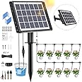 Skycow Drip Irrigation System - Solar & USB Power Automatic Drip Irrigation Kit System 10-15 Potted Indoor Outdoor Garden Balcony Anti-Siphoning Plant Watering System 25 Timing Mode 1500mAh Battery