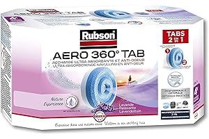 Rubson AERO 360° Recharges en tabs parfum lavande relaxante, recharges pour absorbeur d'humidité, ultra absorbantes et anti odeurs, recharge pour déshumidificateur d'air, 4 x 450 g