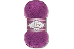 WOHNKULT Alize Cotton Gold Premium - Filato in 59 diversi colori per lavorare a maglia e creare Amigurumi, adatto per tutto l'anno, gomitolo da 100 g (122, color prugna)