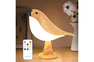 HAOTAO Lámpara de mesa pequeña con temporizador, control táctil y remoto, lámpara de noche de pájaros, lámpara de noche inalámbrica, lámpara de escritorio para leer, batería recargable USB regulable de 3