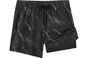 APTRO Badshorts för män med dragkedja 2 i 1 | Snabbtorkande, kompressionsfoder, blixtlåsficka, för strand, sport och fritid