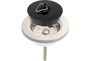 YOUR DAY MATE Bonde d’évier avec bouchon et vidage, 1 lot, Taille Ø 62,5 mm - 1 1/4 pouce, Dessus des bondes SS201 en acier inoxydable, Vis de montage M6x60, Base PP avec écrou en laiton, Joint PVC et bouchons 41mm